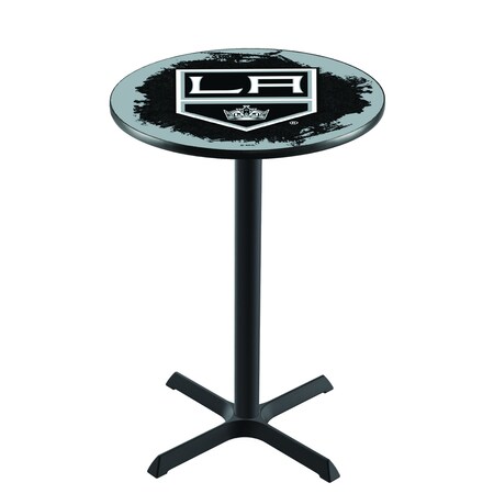 Holland Bar Stool Co 36" Blk Wrinkle Los Angeles Kings Pub Table L211B3628LAKing